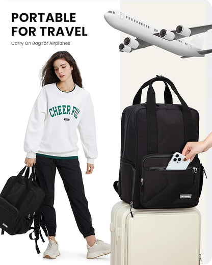 Large Travel Backpack Women, 40L Carry On Backpack for Airplanes with Shoe Compartment & Wet Pocket, 16 Inch Laptop Backpack for Trave Work Gym, Black