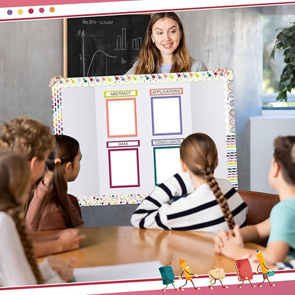 90 Pcs Science Fair Board Supplies 60 Trim Scalloped Bulletin Board Borders 24 Presentation Board Subtitles 6 Science Fair Titles for Classroom Display Boards(Classic)