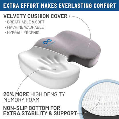 Everlasting Comfort Doctor Recommended Memory Foam Seat Cushions for Office Chairs - HSA FSA Eligible Tailbone Pain Relief Cushion, Sciatica & Back Support, Office Chair Cushion & Car Seat Cushion
