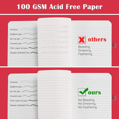 7 Pack Lined Journal Notebook, Hardcover PU Leather Notebook for Men Women, 100 GSM Thick Numbered Pages with Index Content, Inner Pockets, Bookmarks, A5 Ruled Writing Journal Bulk (Multicolor)