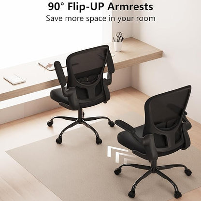 Ergonomic Office Chair, Comfort Swivel Home Office Task Chair, Breathable Mesh Desk Chair, Lumbar Support Computer Chair with Flip-up Arms and Adjustable Height