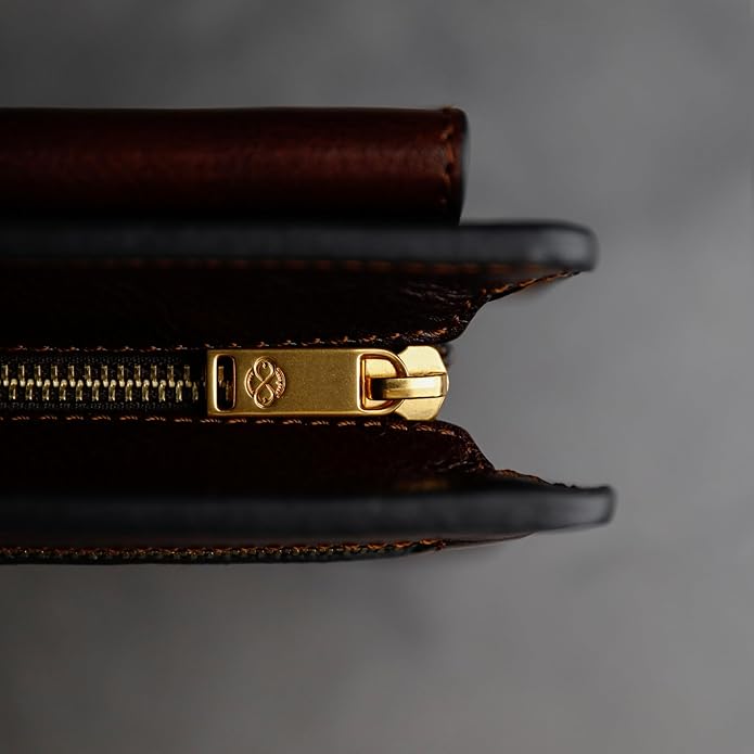 Time Resistance Leather Clutch for Men Organizer Wrist Bag Briefcase Handmade in Italy Gift Box Included