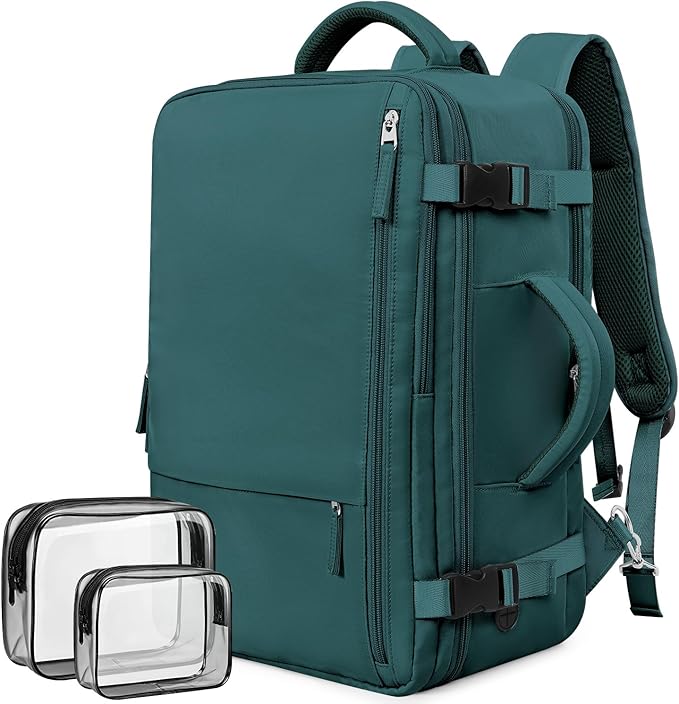 Large Backpack for Traveling Women Men, Flight-approved Carry-on Travel Backpack Bag, Personal Item Backpack Luggage on Airplanes, Travel Essentials, Peacock Blue