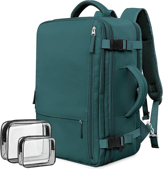 Large Backpack for Traveling Women Men, Flight-approved Carry-on Travel Backpack Bag, Personal Item Backpack Luggage on Airplanes, Travel Essentials, Peacock Blue