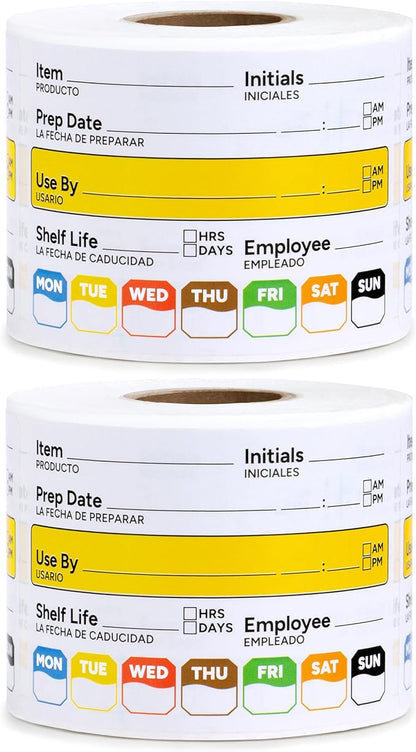 Restaurant Quality Shelf Life Food Rotation Labels, 2” x 3” Self-Adhesive Removable Freezer Food Labels Stickers, Perfect for Reusable Containers, Food Date Sticker (Large, Count, 2)