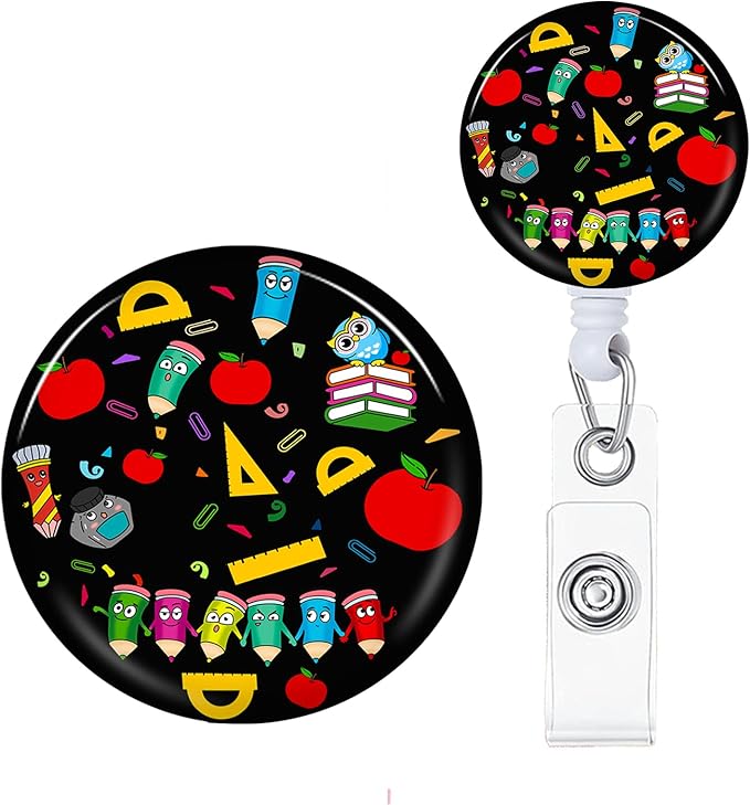 Teacher Badge Reels Holder Retractable with ID Clip for Nurse Name Tag Card Nursing for Doctor Teacher Student Employee Office Medical Work