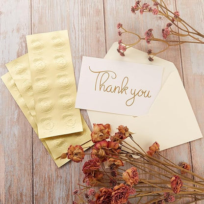 50 Pack Cream A6 Envelopes with Cards 4x6 Thick Folded Cardstock and Gold Stickers for Greeting Cards, Wedding, Birthday, Invitations, Baby Showers (Cream, 4x6)