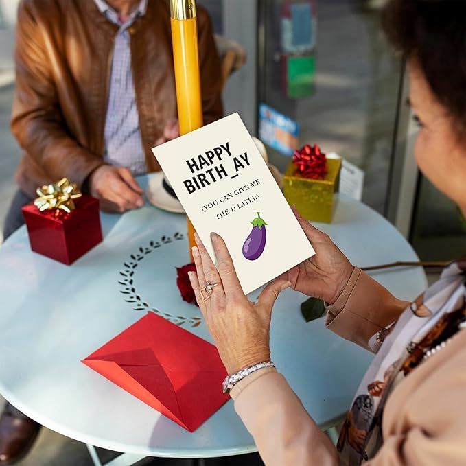 Hint Dirty D Birthday Card for Boyfriend Husband, Funny Birthday Card for Men Him, Give Me The D Late Card