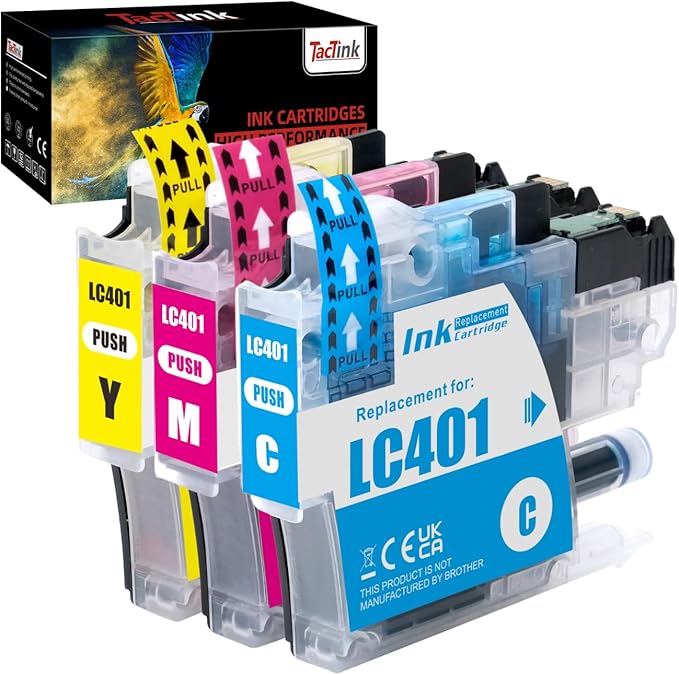LC401 Ink Cartridges Replacement for Brother LC401 XL LC-401 LC401XL to Use with Brother MFC-J1010DW MFC-J1012DW MFC-J1170DW Printer, 3 Pack (1 Cyan, 1 Magenta, 1 Yellow)