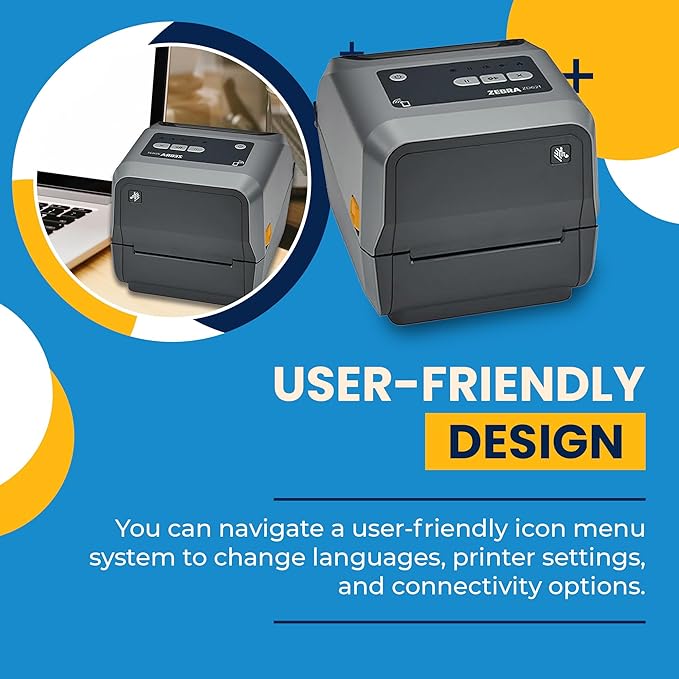 Zebra ZD621 | Thermal Transfer & Direct Thermal Printer ZD6A043-301F00EZ | 300 DPI | USB, USB Host, Ethernet, Serial, BTLE5 Connectivity | Includes Jet Set Label Software