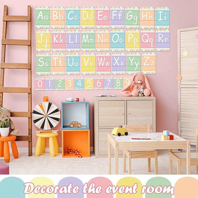 Bulletin Board Letters - ABC Alphabet Poster Classroom Decorating Set Toddler English Poster Kindergarten Elementary Classroom Nursery Home Wall Decoration（Soft Tones）
