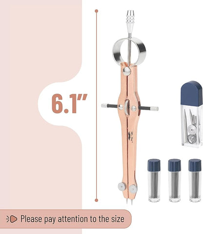 Mr. Pen Professional Geometry Compass - Rose Gold, Metal with Lock, Drawing & Drafting Compass - Extra Leads Included