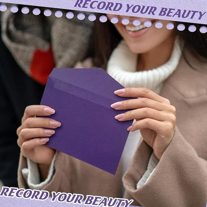 100 Pcs Stationery Lined Stationery Paper and Envelopes Set Includes 50 Letter Writing Paper and 50 Envelope for Office, 5.5 x 8.25 Inch(Purple)