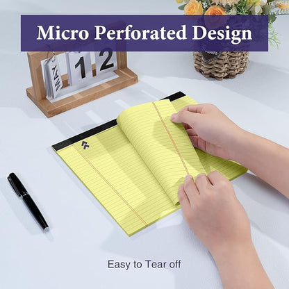 2 Pack Note Pads 11" x 9.5" Legal Pads College Ruled Notepad Micro Perforated Writing Pads Yellow Lined Paper 80GSM College Ruled Paper Pad of Paper 30 Sheets Notebook for School, To-Do Lists, Office