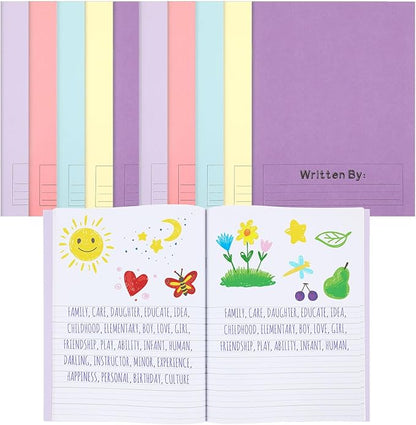 Henoyso 12 Pcs Primary Composition Notebook K-2 9 3/4 x 7 1/2 Inch Primary Journal Blank Writing Book for Kid to Write Draw and Journal 60 Page Notebook Back to School Supplies (Soft Color)