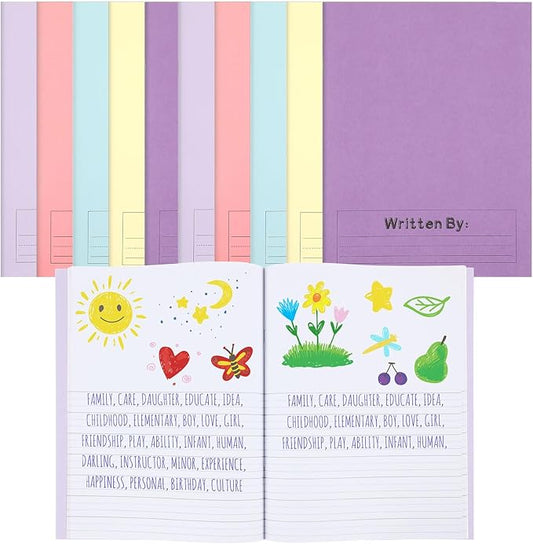 Henoyso 12 Pcs Primary Composition Notebook K-2 9 3/4 x 7 1/2 Inch Primary Journal Blank Writing Book for Kid to Write Draw and Journal 60 Page Notebook Back to School Supplies (Soft Color)