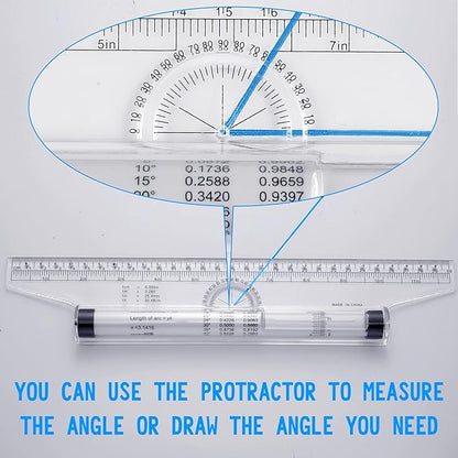 Frienda 2 Pieces Plastic Measuring Rolling Ruler Drawing Parallel Multifunctional Drafting Ruler for Architect Office Math(6 Inch, 12 Inch)