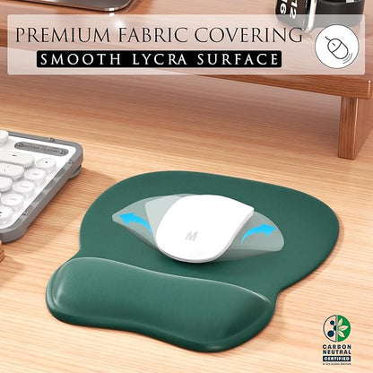 MROCO Ergonomic Mouse Pad with Gel Wrist Rest, Comfortable Mousepad with Smooth Wrist Support Surface and Non-Slip PU Base for Pain Relief, Computer, Laptop, Office & Home, 9.4 x 8.1 in, Forest Green