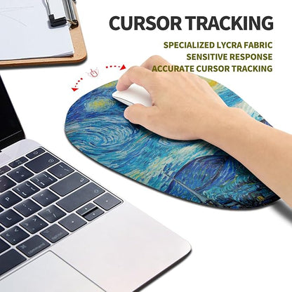 Hokafenle Ergonomic Mouse Pad Wrist Support, Terraced Slope Carpal Tunnel Wrist Pad for Mouse with Unibody Memory Foam, Wrist Rest Pain Relief Mousepad (Starry Night, 11.8x7.9 in)