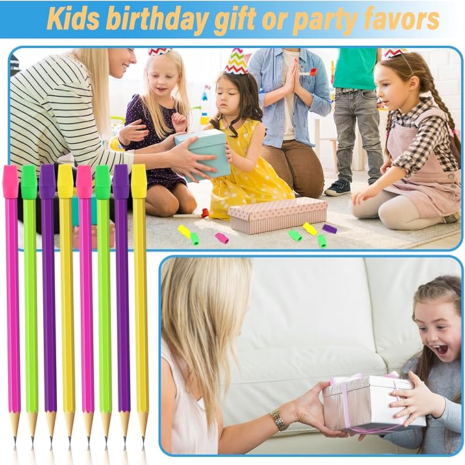 PRALB 400PCS Pencil Top Eraser Bulk Caps for Pencils,Chisel Shape Erasers Toppers Assorted Colors for Party Favors Games Prizes, Pencil Top Erasers Cap for Home School Classroom Office,Color 3