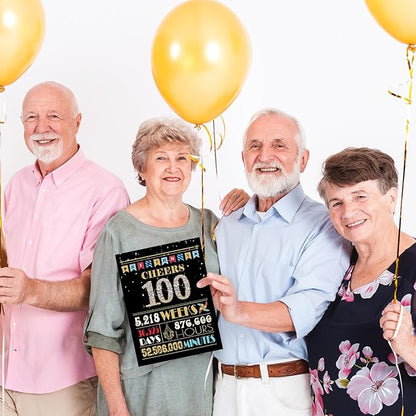 100th Birthday Card, 100th Birthday Decorations for Men Women, 100th Birthday Gifts for Grandma Grandpa, Back in 1925 Birthday Card, Black Gold