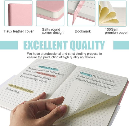 Lined Journal Notebook, 10Pack(Pink), 160 Pages, Medium 5.7 inches x 8 inches - 100 gsm Thick Paper, Hardcover