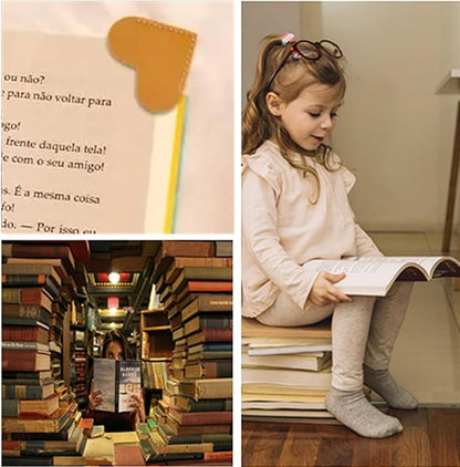 Heart Bookmarks Gifts for Women-Cute Corner Page Leather Bookmark for Book Lovers Gift for Teachers Students Book Reading Lovers, for School Office Home Supplies Reading(Stocking Stuffers Gifts)