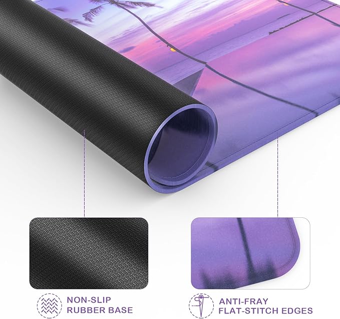 eulps Mouse Pad with Stitched Edge, Multiple Patterns Computer Mouse Pads with Non-Slip Rubber Base, Washable Cloth Mousepad, for Gaming, Laptop, PC (Violet Dusk)
