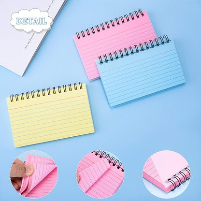 FRIUSATE 150 Sheets Flash Cards 3x5 Inches Spiral Bound Index Cards Colored Ruled Index Cards with Ring Colorful Notecards Flashcards for Studying Nursing School Office Taking to Do List