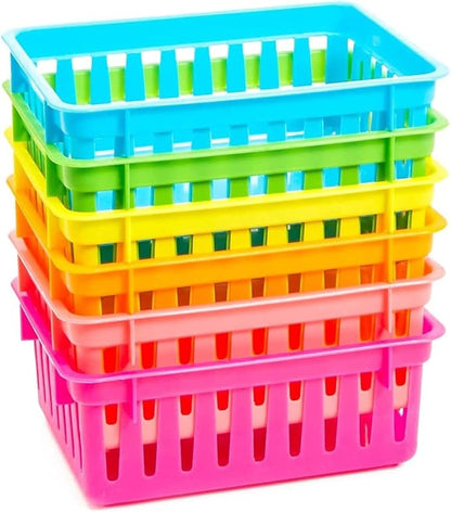 Bright Creations 12 Pack Small Plastic Classroom Storage Bins for Organization and School Supplies 6 Colors (6.1x4.8 in)
