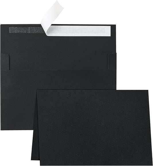 Black Blank Greeting Cards and Envelopes 4 x 6 Heavyweight Folded Cardstock and A4 Envelopes Printable Self Seal 20 Packs for DIY Wedding Invitations, Birthday, Thank You Cards, Party