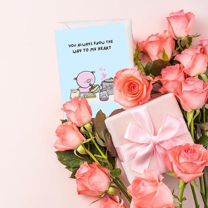 Anniversary Card for Her Him/Husband Boyfriend/Girlfriend Wife/Sarcastic Birthday Vday Greeting Card (You Always Know The Way To My Heart)