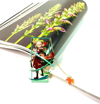 Genshin Impact Kazuha Brass Bookmarks with 3D Display Box for Women Men Sisters Friends - Birthday Gifts for Book Lovers - Zllada