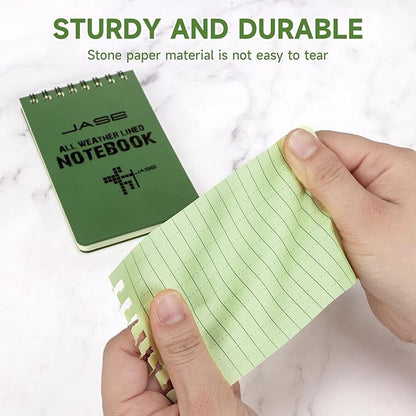 Yamadura All-Weather Top-Spiral Notebook 3" x 5" Green Cover Waterproof Shower Aqua Notes Notepad Notebook(5 Pack)