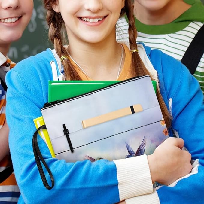 COEQINE Flower Birds Book Cover Zipper Pouch Portable Book Washable Fabric for Teen Adult Book Lover Teacher Student 9 x 11 Inch