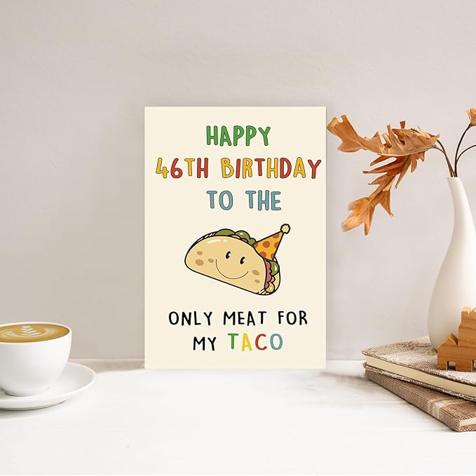 Funny 46th Birthday Card Gifts for Men, Happy 46th Birthday Decorations for Husband Him, Taco Gifts for 46 Years Old Bday Man, Cool 46 Mens Bday Ideas
