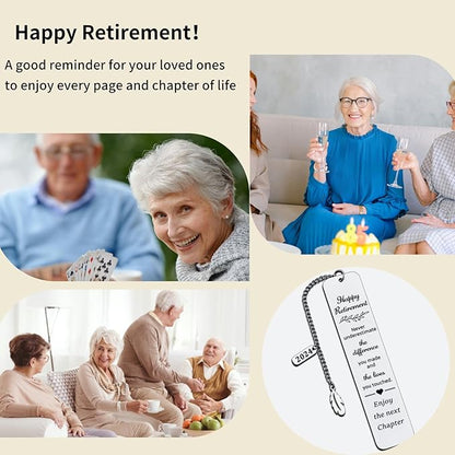 Retirement Gifts for Women Men, 2024 Best Retirement Gifts for Mom Grandmom Friends Teacher, Retired Gifts for Women, Happy Retirement Enjoy The Next Chapter Bookmark Christams Gifts for Men