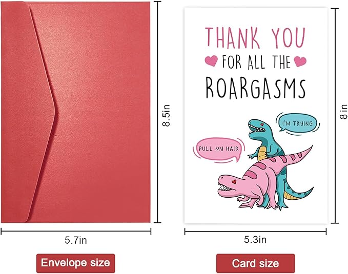 SuperShunhu Funny T-Rex love Card, Naughty Valentines Day Card for Him Her, Dirty Anniversary Card for Husband Wife, Mature Dinosaur Birthday Card for Girlfriend Boyfriend