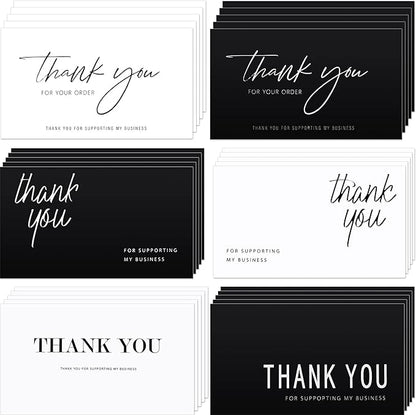 120 Pieces Thank You for Your Order Cards Customer Appreciation Note Cards Thank You for Supporting My Business Card for Small Business Owners Stores Online Retailers 3.5 x 2 Inch(Black, White)