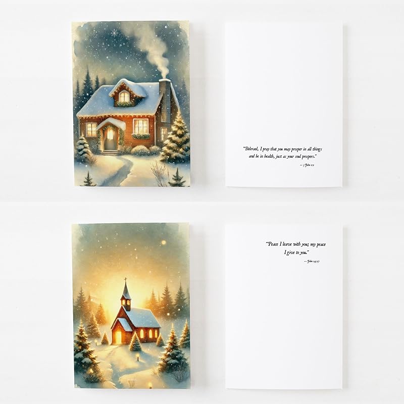 Religious Christmas Cards, Christian Christmas Cards with Envelopes, Nativity Christmas Cards, Keepsake Religious Gift 5"x7" (Biblical Christmas Set)