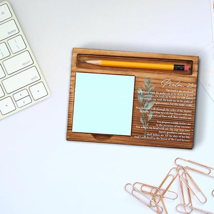 vizuzi Bible Verse Psalm 23 Christian Decor Sticky Note Holder Gifts for Women Men Prayer Coworkers Employees Friends Inspirational Positive Scripture Desk Self-Stick Note Pad Holders ZSS49