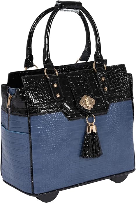 JKM and Company Alligator Compatible With Computer iPad, Laptop Tablet Rolling Tote Bag Briefcase Carryall Bag