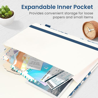 Lined Journal Notebook for Women & Men, Hardcover Leather Journal for writing, A5 College Ruled Notebook for Work & Note Taking, Perfect for Office School Home Supplies, 160 Pages, Watercolor Petal