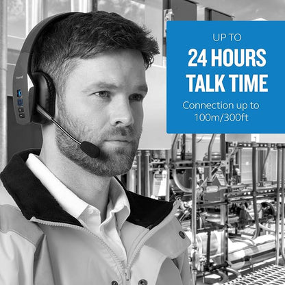 BlueParrott B550-XT Voice-Controlled Trucker Bluetooth Headset – Industry Leading Sound with Long Wireless Range, Comfort for All-Day Wear - Ideal for Anyone On-The-Go, Up to 24hrs of Talk Time, Black