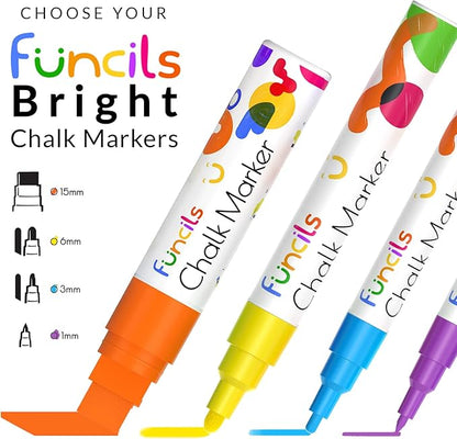 10 Liquid Chalk Markers for Blackboard, Window, Chalkboard, Glass, Car, Mirror, Wall Calendar (10 pack, 6mm Reversible Tip) | Chalk Pens for Dry Erase Board, Chalkboard Markers Erasable