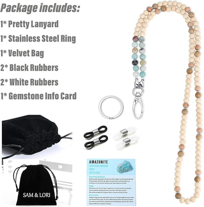 SAM & LORI Lanyards for Id Badges for Women Cute Teacher Lanyard Cruise Lanyard for Ship Cards Beaded Teacher Lanyards for Id Badges and Keys Neck Lanyard Beaded Keychain Lanyard Personalized String