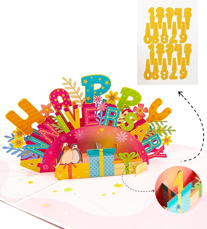 Happy Anniversary Pop Up Card, 3D Wedding Anniversary Greeting Cards, A Romantic Gift for Couple Parents Girlfriend Boyfriend Wife Husband