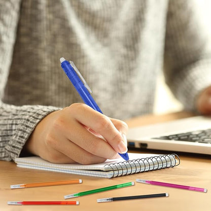 0.7 mm Erasable Gel Ink Pen Refills Compatible with Frixion Friction, 8 Colors Multicolor Retractable Fine Point Pen Refill (Blue,Black,Red,Green,Orange,Lake Blue,Purple,Rose Red) (8Color, 24)