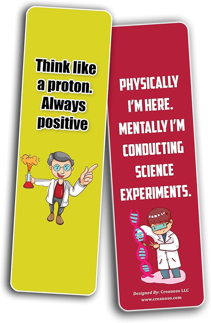 Creanoso Mad Scientist Bookmarks (2-Sets X 6 Cards) – Daily Inspirational Card Set – Interesting Book Page Clippers – Great Gifts for Adults and Professionals