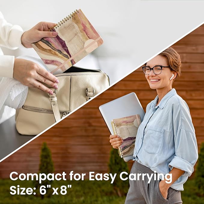 Lined Spiral Journal Notebook for Women, Pretty A5 College Ruled Hardcover Notebook for Work & Note Taking, Cute Aesthetic Journal for Writing, 140 Pages, Landscape